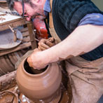 Doug Fitch and Hannah McAndrew making a jug for me